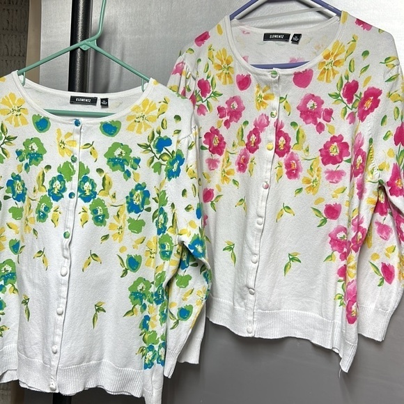 2-Elementz cardigan spring easter cardigans size xl euc long sleeve floral print - Picture 5 of 14